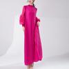 Conjunto de Moda de Luxo Feminino, Vestido Plus Size, Mangas Longas Florais Tridimensionais, Venda Quente de Comércio Exterior Vestido Longo Estilo Issey Miyake