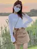 Celebridade da Internet Roupa de Tricô Rejuvenescedora Estilo Verão Feminino Tricô Vazado Xale Solto Camisa com Proteção Solar Preto Tamanho Único Branco