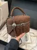 Bolso de Gamuza para Mujer, Bolso Pequeño Acolchado con Cadena Estilo Fragante, Bolso de Mano Versátil de Moda Ins, Bolso de Mano de Caja de Alta Gama