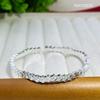Pulsera de Plata Pura 9999 con Forma Irregular para Mujer, Pulsera Sólida Abierta con Corazón de Hielo Picado, Joyería Versátil de Moda de Alta Gama