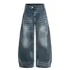 Jeans de Pierna Ancha con Diseño de Patrón de Bambú Estilo Retro Americano para Hombres y Mujeres, Nuevos Pantalones Ceñidos Rectos Sueltos con Bigotes