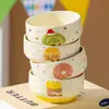 Vajilla de Dibujos Animados de Frutas, Bol de Arroz para Uso Doméstico, Bol de Postre de Cerámica para Niñas, Alto Atractivo Estético, Color Bajo Esmalte, Hermoso, Lindo, Moderno