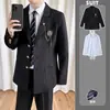 Jaqueta Uniforme DK Suit Estilo Japonês Vento Universitário Masculino Jk Uniforme Escolar Terno Preto Conjunto de Uniforme de Aula Cool para Estudante