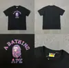 Camiseta de manga curta colaborativa para homens e mulheres, camuflagem de cabeça de macaco, camiseta de manga curta de alta qualidade com corte solto, marca da moda BAPE