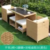 Silla de ratán para exteriores combinación de tres piezas mesa y sillas pequeñas de ocio para patio de jardín balcón pequeño muebles de exterior mesa y sillas de ratán mesa de centro