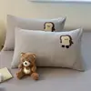 Fundas de Almohada de Algodón Waffle de Dibujos Animados, un Par de Rellenos de Almohada para Uso Doméstico de Adultos, Fundas de Almohada de Algodón Puro para Dormitorio de Estudiantes