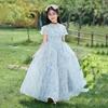 Vestido de Chifón Floral para Niñas Mediano y Grande Niños Estilo Dulce Falda para Niñas Estilo Vacacional Pastoral 2025 Nuevo Estilo