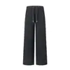 Pantalones Casuales Negros de Punto de Peso Pesado 25Aw Suaves y Fluidos Estilo Fideos
