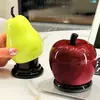 Creativo y Elegante de Plástico con Forma de Manzana Lindo de Alta Apariencia para el Hogar Almacenamiento de Bastoncillos de Algodón y Palillos Adorno de Escritorio