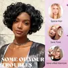 Pelucas Europeas y Americanas Transfronterizas para Mujer, Fibra Sintética Negra de Alta Temperatura, Frente de Encaje, Cabello Corto Rizado, Rizo Pequeño, Gorro