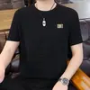 Camiseta de Manga Corta para Hombre, Marca de Moda, Ajuste Holgado de Verano, Manga de Tres Cuartos, Nuevo Modelo 2026, Estilo de Celebridad de Internet, Top Sencillo Estampado