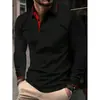 Camisa Polo Masculina Europeia e Americana da Amazon, Slim Fit, Manga Longa