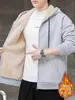 Sudadera de Lana de Cordero para Hombre, Chaqueta con Capucha de Forro Polar Grueso de Moda Otoño e Invierno, Abrigo de Invierno