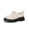 Sapatos de Plataforma Femininos Aumento Interno de Altura Salto Grosso Amarrar Britânico Cadarço Primavera e Outono Sapatos de Couro Pequenos Mocassins Couro Leve Combina com Tudo Bico Redondo