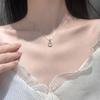 Collar con colgante redondo de calcedonia blanca de plata 925 diseño sentido nicho cadena para clavícula femenina temperamento de lujo ligero todo lo combina celebridad de internet