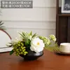Mesa de centro floral simulada de lujo de alta gama, mesa de comedor para sala de estar, adornos de flores artificiales, jarrón geométrico creativo, decoración de hotel, arreglo floral
