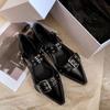 Zapatos Mary Jane de Punta Novedad Otoño 2026 para Mujer, Nuevo Elegante Diseño de Doble Hebilla, Zapatos Planos de Cuero Cómodos y No Cansan