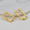 E0682 Moda Francesa Simple Combinable Aretes de Anillo Asimétrico para Mujer Cobre Chapado en Oro Paisaje Frío Cara Hebilla para Oreja