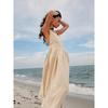 Vestido de alça com decote em V de algodão da Amazon transfronteiriço feminino europeu e americano novo elegante elegante sexy alça sem costas vestido de alça