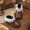 Botines Cortos de Moda para Niñas con Adorno de Encaje y Moño Estilo Princesa 2026 Otoño Nuevos Casuales Versátiles Suela Suave Botines de Moda