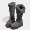 Botas de Nieve Largas Gruesas con Suela Gruesa y Forro de Felpa Gris para Mujer, Nuevo Estilo Invierno 2026, Convertible de Caña Alta, Calzado Caliente de Algodón de Doble Uso