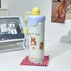 Taza de Hielo con Bola Flotante, Taza Termo de Acero Inoxidable de Doble Capa de Aspecto Elegante, Taza Portátil con Cuerda y Popote, Vaso Lindo con Animales