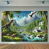 Fondo del Mundo Animal 2026 Transfronterizo Amazon Nuevo Decorativo Tapiz de Animales Dinosaurios Arreglo de Escena de Bosque