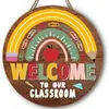 Placa de Nome de Madeira para Professor em Estoque, Crachá de Nome de Professor, Placa de Boas-Vindas, Decoração de Atmosfera Arco-Íris para Sala de Aula