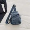 Bolsa de Mezclilla Lavada Casual Estilo Coreano con Múltiples Bolsillos Nueva Primavera 2026 Bolso Cruzado Diario para el Trabajo Bolso de Pecho de Moda