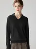 Nueva colección de otoño 100% cachemira pura suéter de cachemira suave para mujer, corte holgado, hombros caídos, cuello en V, jersey casual simple