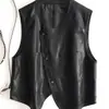 Chaleco abrigo de punto de cuello redondo estilo 'old money' para primavera y otoño 2024, irregular, holgado, casual, sin mangas, top de chaleco superpuesto
