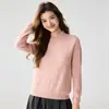 Nuevo suéter de cachemira de color liso para mujer, con cuello semi alto, detalles de encaje, corte ajustado y una silueta favorecedora, perfecto como capa base.