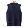 Colete Cardigan de Lã Outono e Inverno para Homens de Meia-Idade e Idosos, Suéter Tricotado Engrossado de Costas Abertas, Colete de Lã Masculino