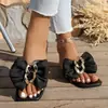 Chanclas para Mujer con Hebilla Metálica, Punta Abierta, Punta Cuadrada, Slip-On, Talla Grande, Planas, Verano 2026, Nuevo Estilo, Slip-On con Moño