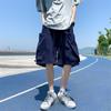 Shorts de trabalho de bolso grande estilo japonês verão solto calças de perna larga calças masculinas ins moda marca casual calças de cinco peças
