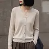 Novedad Otoño/Invierno 2026 Ropa de Punto para Mujer Cárdigan de Punto con Cuello en V Suéter de Punto de Bambú Suéter Fino para Mujer Abrigo Clásico Versátil