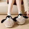 Zapatos Peludos de Pingüino de Dibujos Animados Lindos, Pantuflas de Invierno para el Hogar con Cubierta para el Talón, Zapatos de Algodón para Estudiantes Mujeres, Zapatos para el Hogar Dulces, Frescos y Modernos