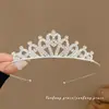 Tiara de Coroa Princesa Infantil Fita de Cabelo de Pérola Elástico para Cabelo Corda de Cabelo para Meninas Alta Elasticidade Corda de Cabelo Acessório de Coque para Cabelo