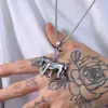 Colgante de carrusel retro transfronterizo europeo y americano de acero de titanio estilo hip hop punk unicornio collar de acero inoxidable