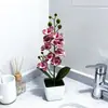 Orquídea Borboleta Simulada com Toque Realista Vasos Simulados Decoração de Mesa de Restaurante Planta Verde Mini Bonsai Flores Artificiais Macias de Plástico Enfeites
