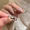Anillo de Plata Rota con Cristal Blanco Irregular para Mujer, Diseño Simple, Elegante, Versátil, de Moda, Anillo de Moda para el Día a Día