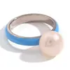 Moda Europeia e Americana Design Simples Popular Joia de Anel Aço Inoxidável Colorido Gotejamento de Óleo Anel de Contas Pão Cozido no Vapor para Mulheres