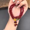 Pulsera de Cuentas de la Fortuna de Múltiples Círculos Color Púrpura Cinabrio y Arena Dorada para Mujer, Pulsera Pixiu, Cuentas Budistas, Pulsera para Mejorar la Fortuna del Año de Nacimiento, Pulsera de Cinabrio