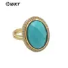 MR024 piedra ojo de tigre color natural circón microincrustado óvalo oro de 18 quilates incrustado joyería de fiesta para mujer