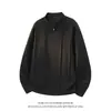 Sudadera Henley para hombre, casual, textura plisada, manga larga, corte holgado, jersey versátil de color liso para primavera y otoño