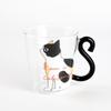 Taza de Leche Personalizada de Vidrio de Borosilicato Alto Gato Japonés Taza Resistente al Calor con Asa Linda Taza para Desayuno