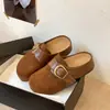 Estilo Retro Nuevo 2026 Mary Jane Otoño Gamuza Hebilla Versátiles Zapatillas Casuales Suela Gruesa Zapatillas de Punta Cerrada Mujer
