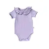 2026 Nuevo Estilo Mameluco para Niñas con Cuello de Volantes Body de Manga Corta de Verano Mameluco de Volantes con Bloques de Color para Bebé