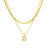 Cadena Doble Europea y Americana Transfronteriza de Acero Inoxidable Chapada en Oro de 18K, No se Desvanece, Cadena Plana de Hueso de Serpiente de Moda y Elegante