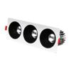 Lâmpada de teto LED holofote de foco direcionável com três cabeças, luminária de teto embutida doméstica anti-reflexo, downlight sem luz principal, luminária com grade de iluminação